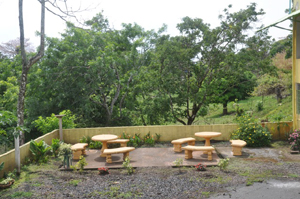 On the parking level, concrete tables and benches allow guests a fine outdoor space to enjoy the tropical climate, the lake views, and the wildlife.